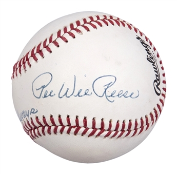 Pee Wee Reese Single Signed and Inscribed "Best Always" ONL Baseball (PSA/DNA)